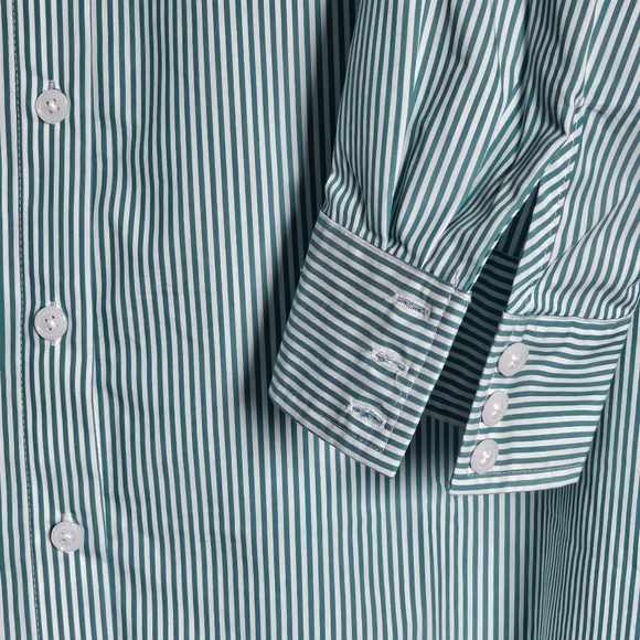 Green Pinstripe Button Down Shirt Penningtons Size X - Picture 5 of 11